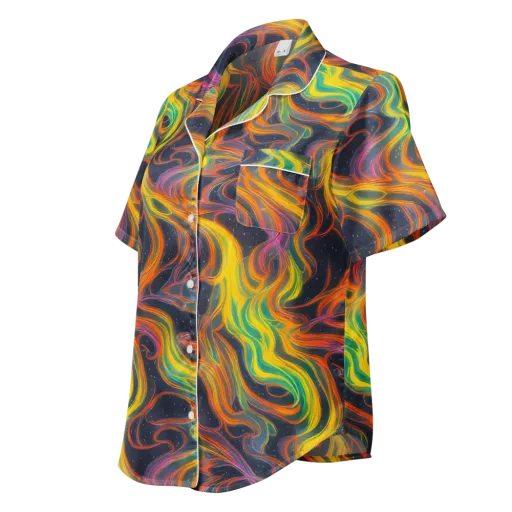 Starfall Ribbons on a Women's Short Sleeve Pajama Top
