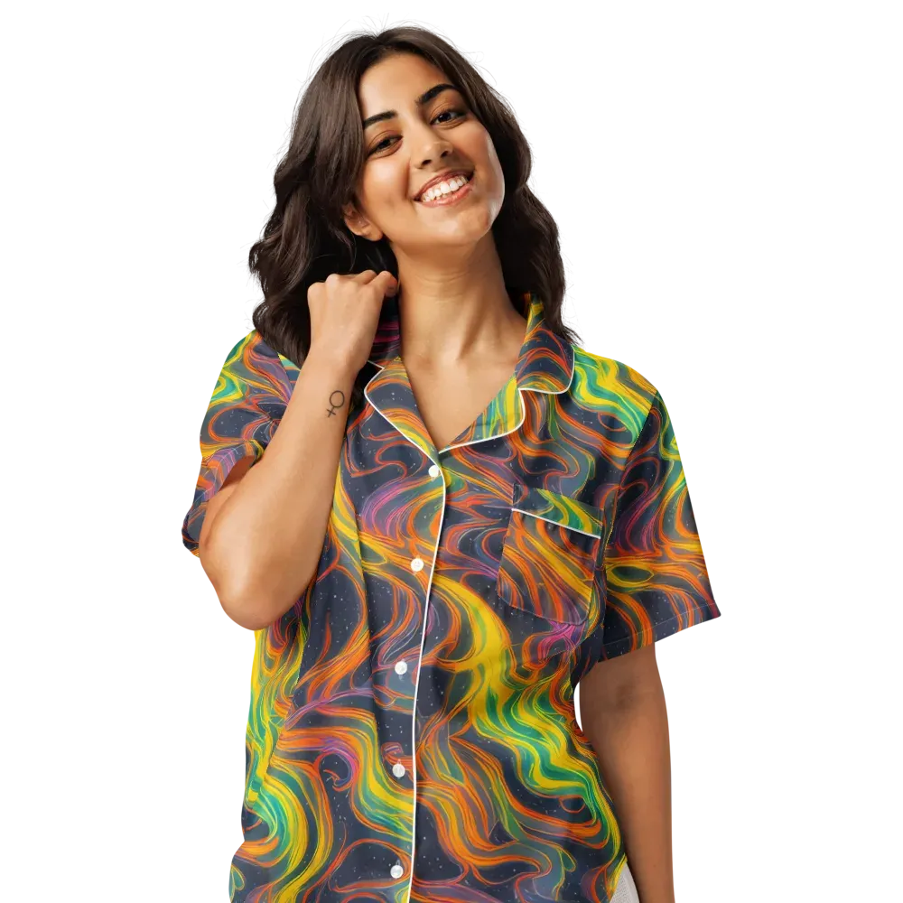 Starfall Ribbons on Women's Short Sleeve Pajama Top — Front