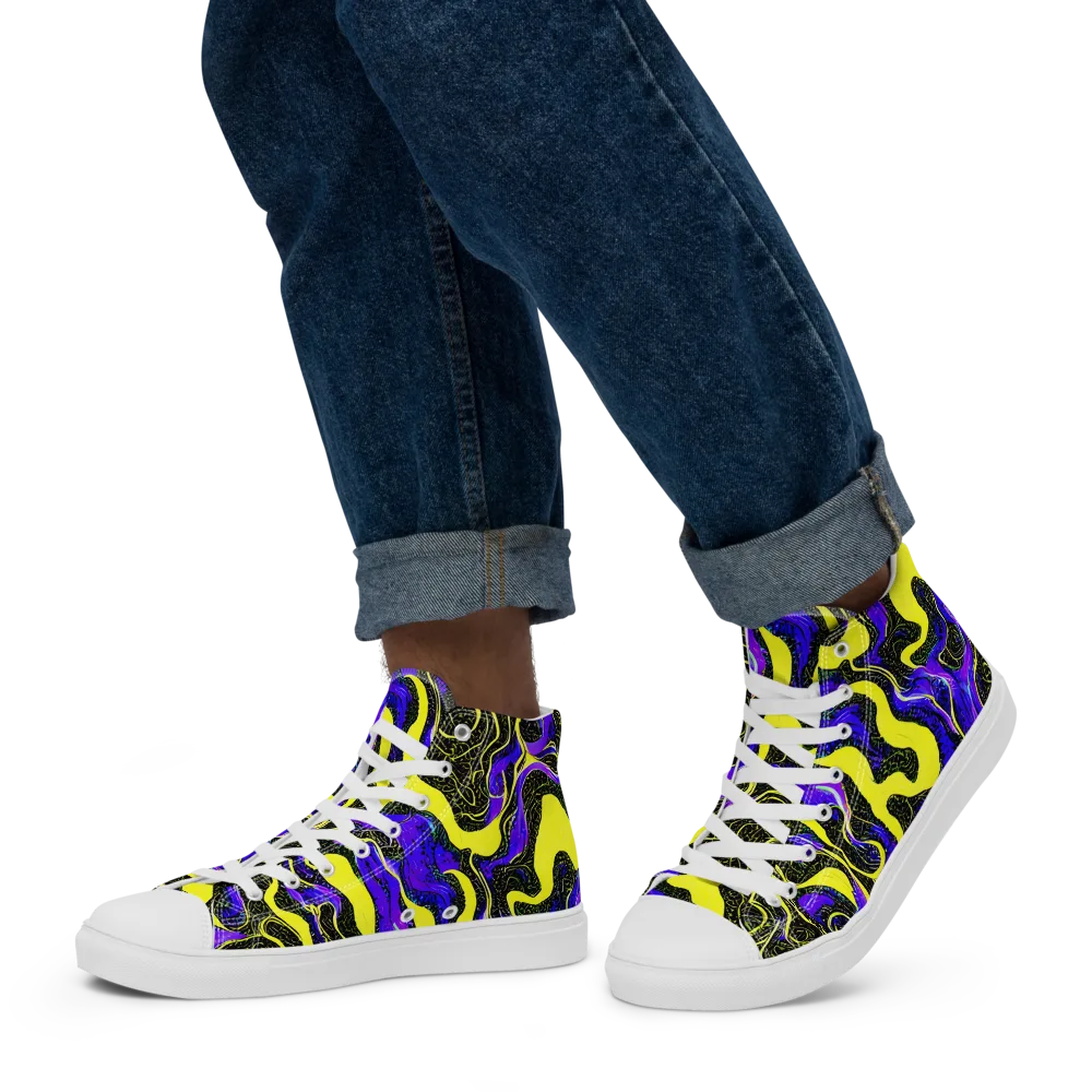 Rebel Circuit on Men's High Top Canvas Shoes — Left