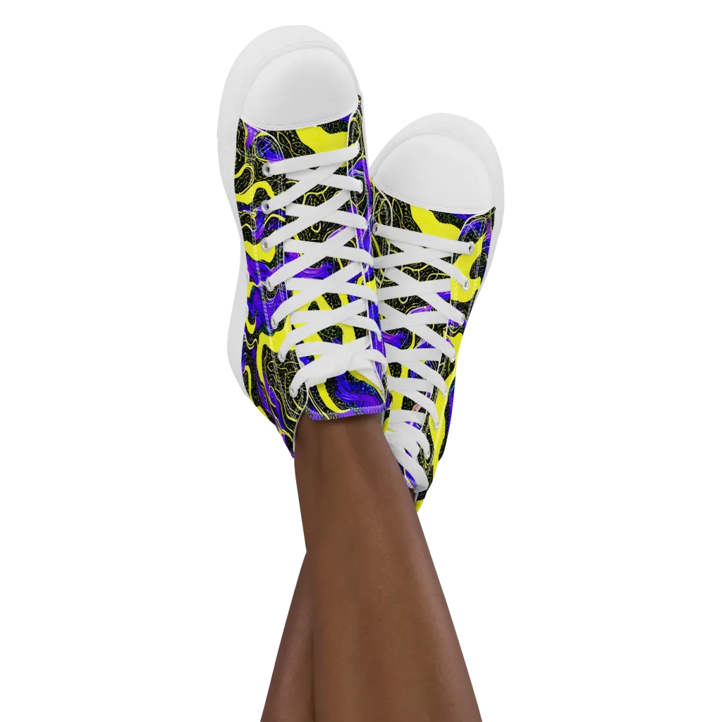 Rebel Circuit on Women's High Top Canvas Shoes — Front
