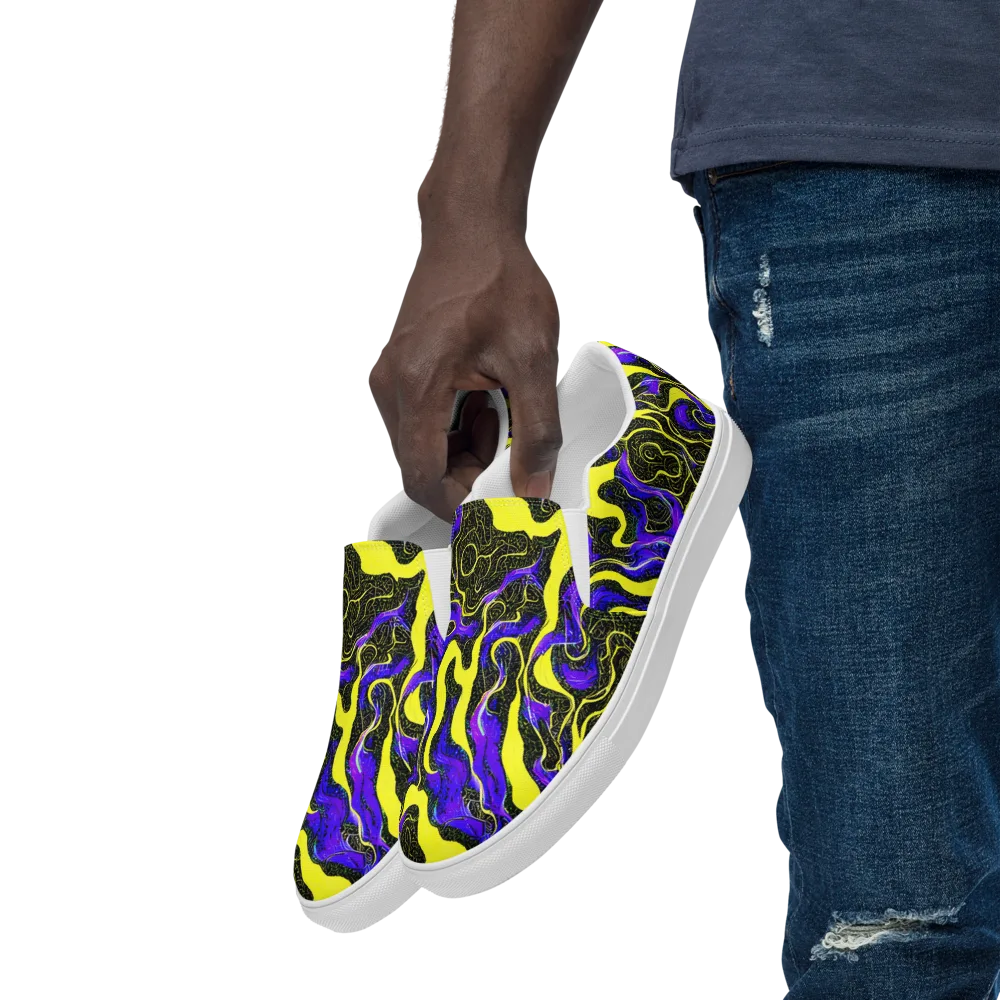 Rebel Circuit on Men's Slip-On Canvas Shoes — Left Front