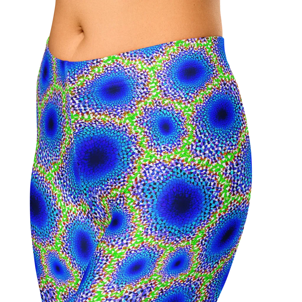 Cobalt Mosaic on Capri Leggings — Zoomed-in