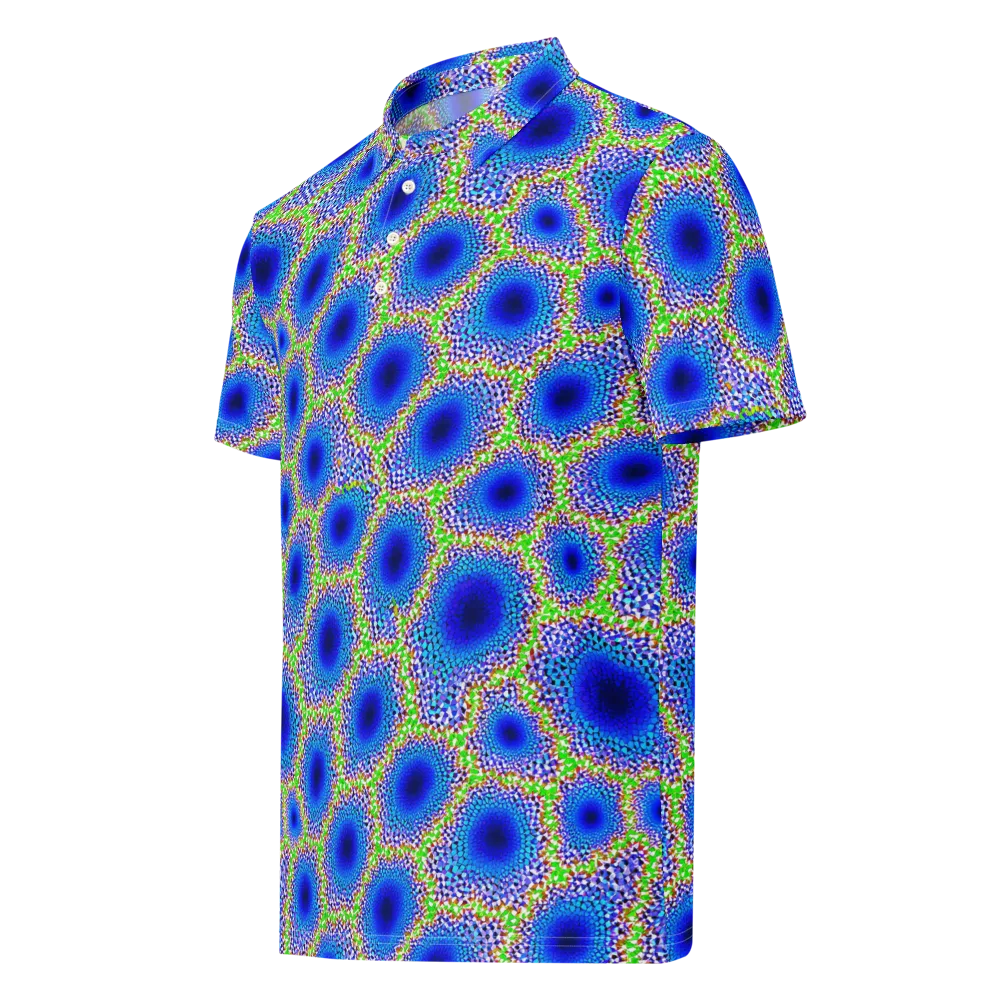 Cobalt Mosaic on Men's Slim Fit Polo Shirt — Left Front