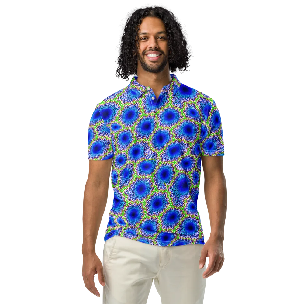 Cobalt Mosaic on Men's Slim Fit Polo Shirt — Front