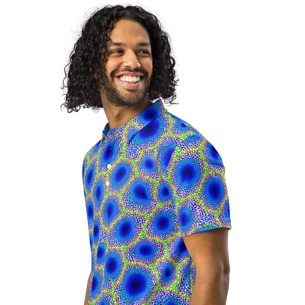Cobalt Mosaic on Men's Slim Fit Polo Shirt — Left Front