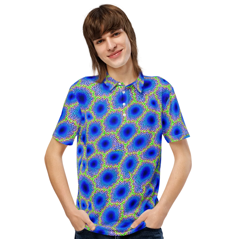 Cobalt Mosaic on Men's Slim Fit Polo Shirt — Front