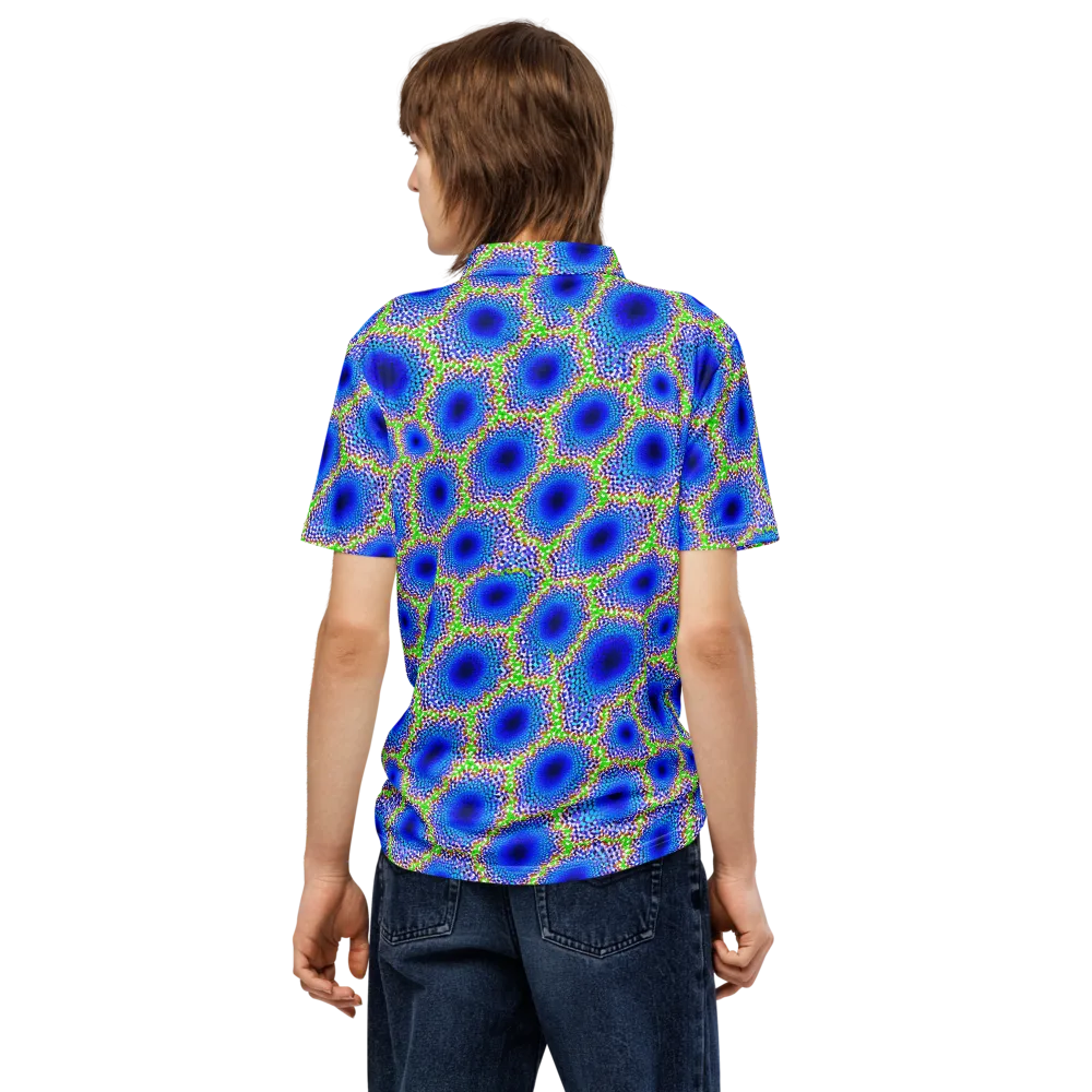 Cobalt Mosaic on Men's Slim Fit Polo Shirt — Back