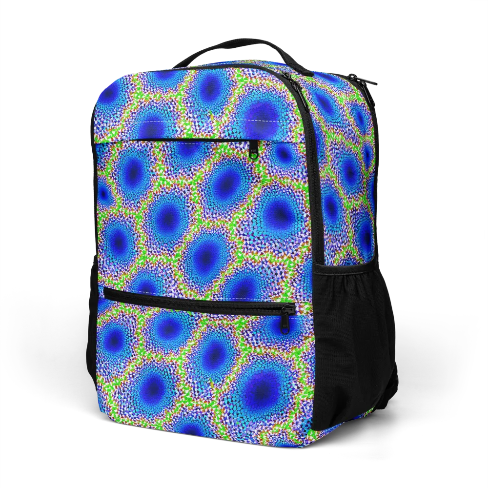 Cobalt Mosaic on Utility Backpack — Left Front