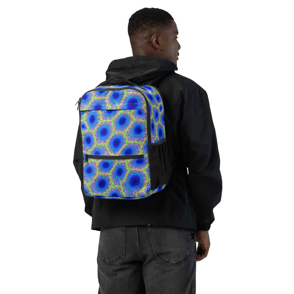 Cobalt Mosaic on Utility Backpack — Back