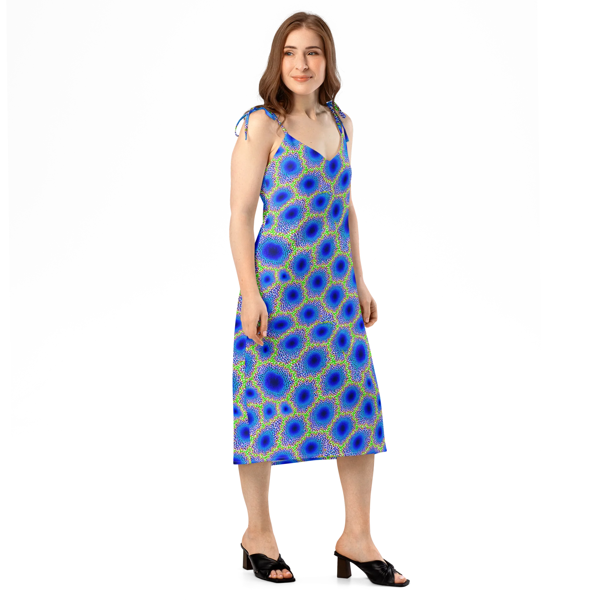Cobalt Mosaic on Slip Dress — Right Front
