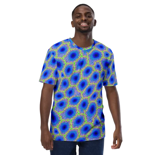 Cobalt Mosaic on a Men's Crew Neck T-Shirt