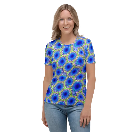 Cobalt Mosaic on a Women's Crew Neck T-Shirt