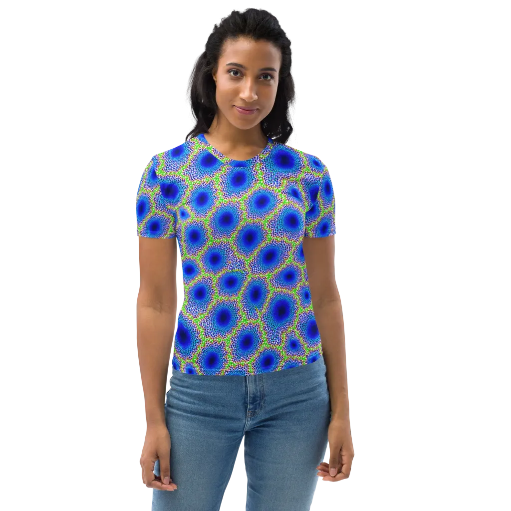 Cobalt Mosaic on Women's Crew Neck T-Shirt — Front