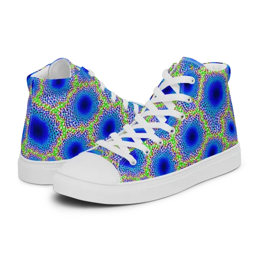 Cobalt Mosaic on a Women's High Top Canvas Shoes