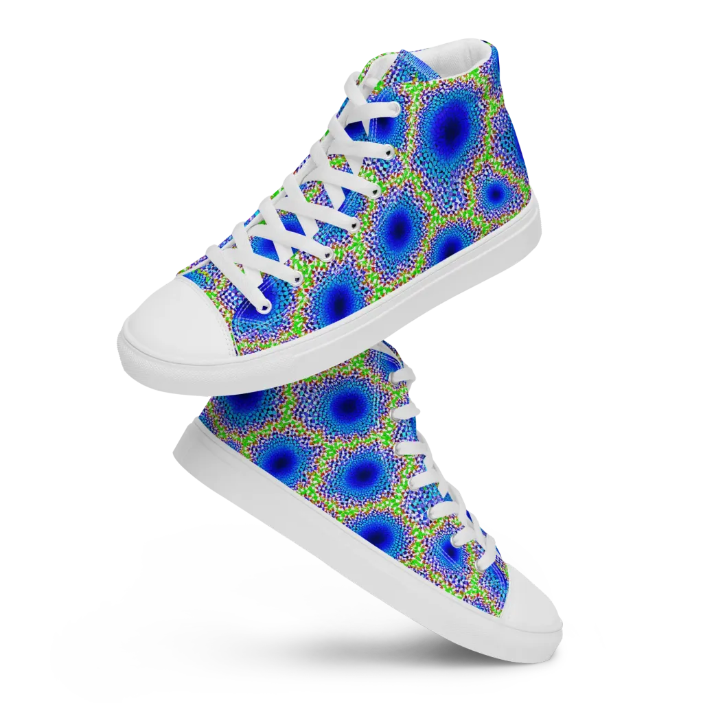 Cobalt Mosaic on Women's High Top Canvas Shoes — Front