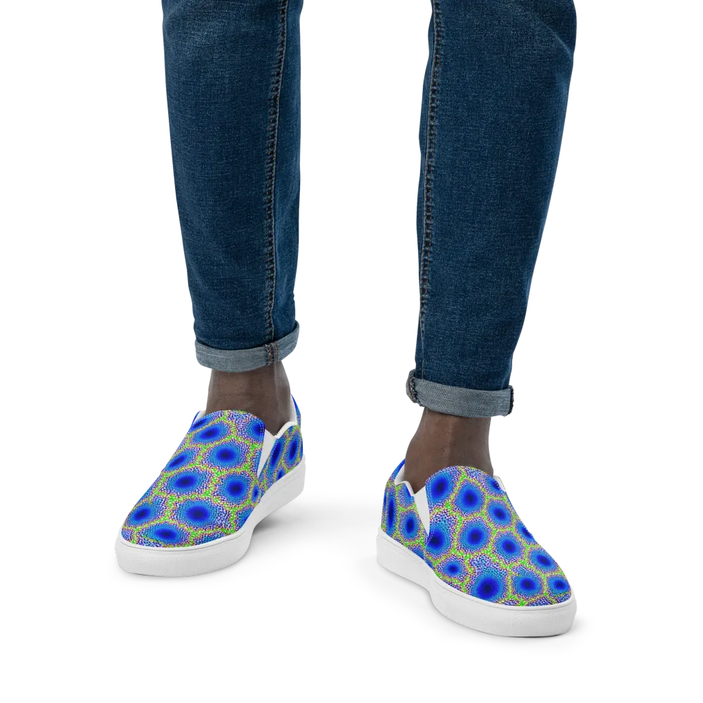 Cobalt Mosaic on Men's Slip-On Canvas Shoes — Front