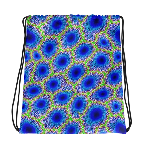 Cobalt Mosaic on a Drawstring Bag