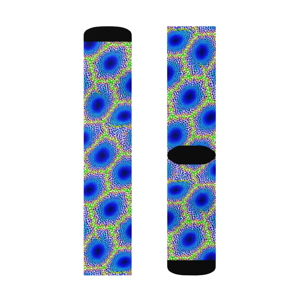 Cobalt Mosaic on Socks — Left Sock