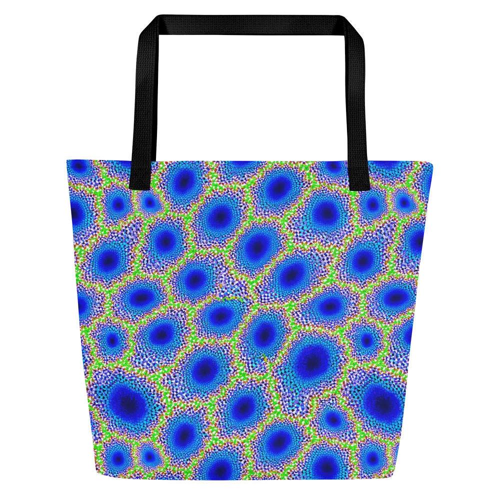 Cobalt Mosaic on Large Tote Bag W/ Pocket — Front
