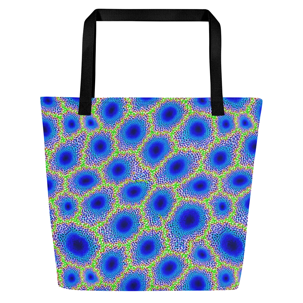 Cobalt Mosaic on Large Tote Bag W/ Pocket — Front