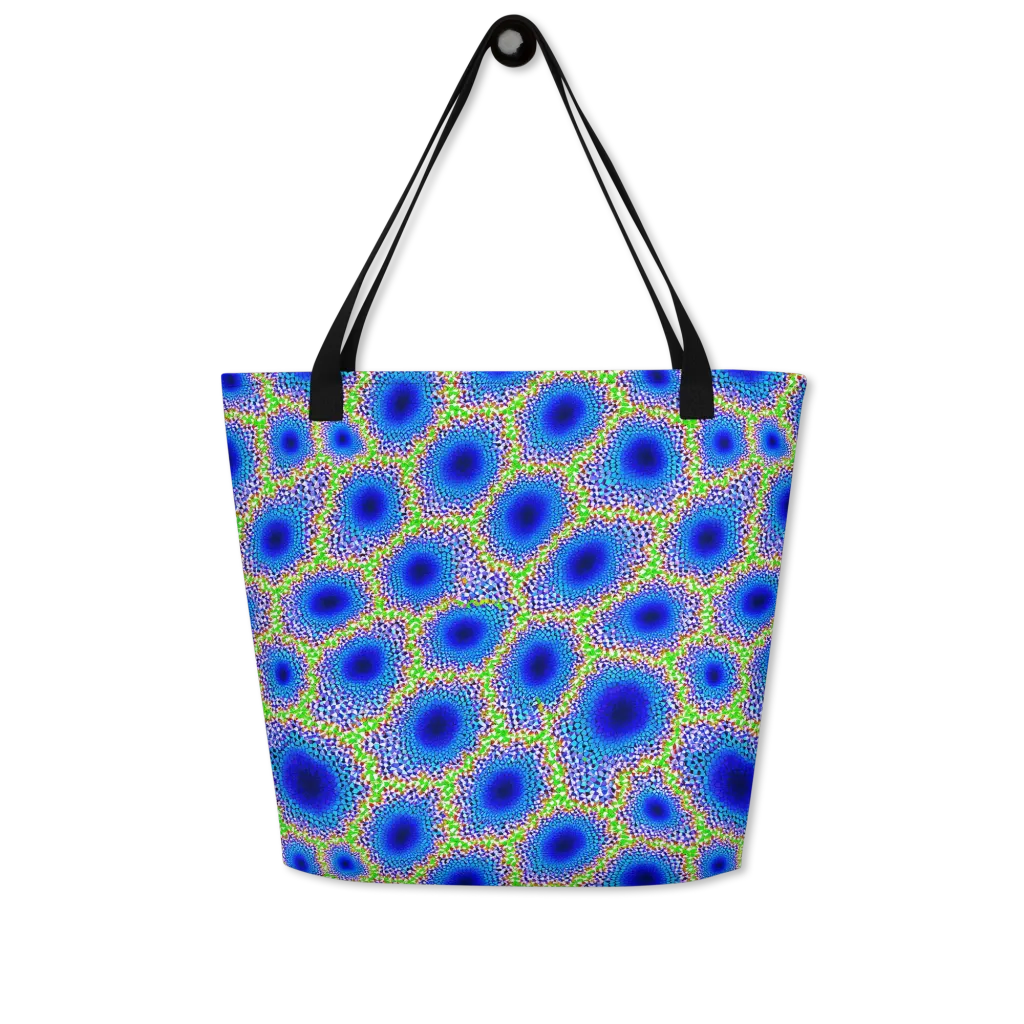 Cobalt Mosaic on Large Tote Bag W/ Pocket — Front