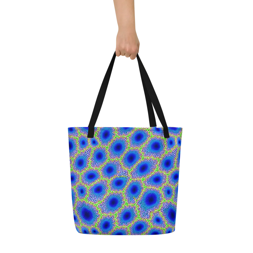 Cobalt Mosaic on Large Tote Bag W/ Pocket — Front