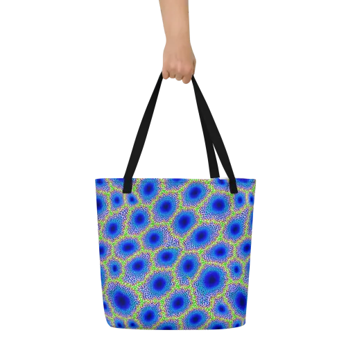 Cobalt Mosaic on a Large Tote Bag W/ Pocket