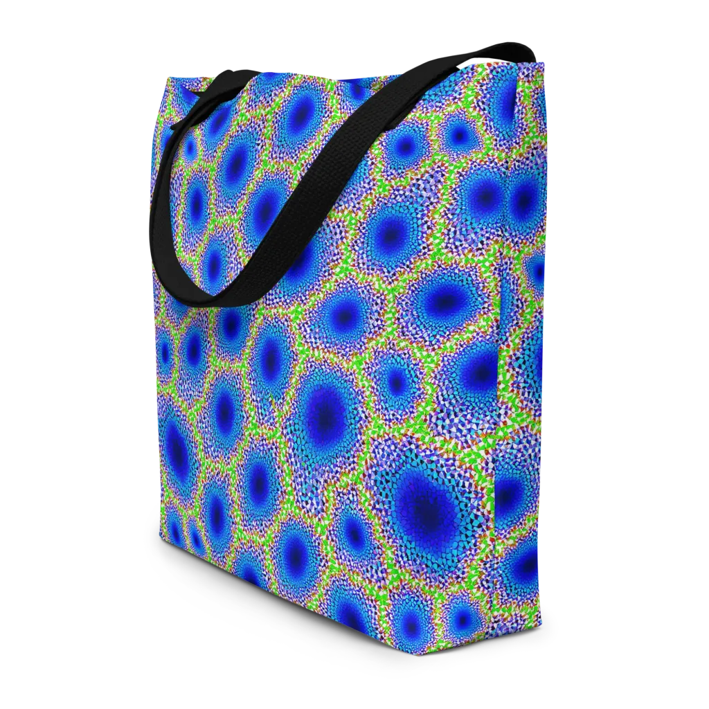 Cobalt Mosaic on Large Tote Bag W/ Pocket — Front