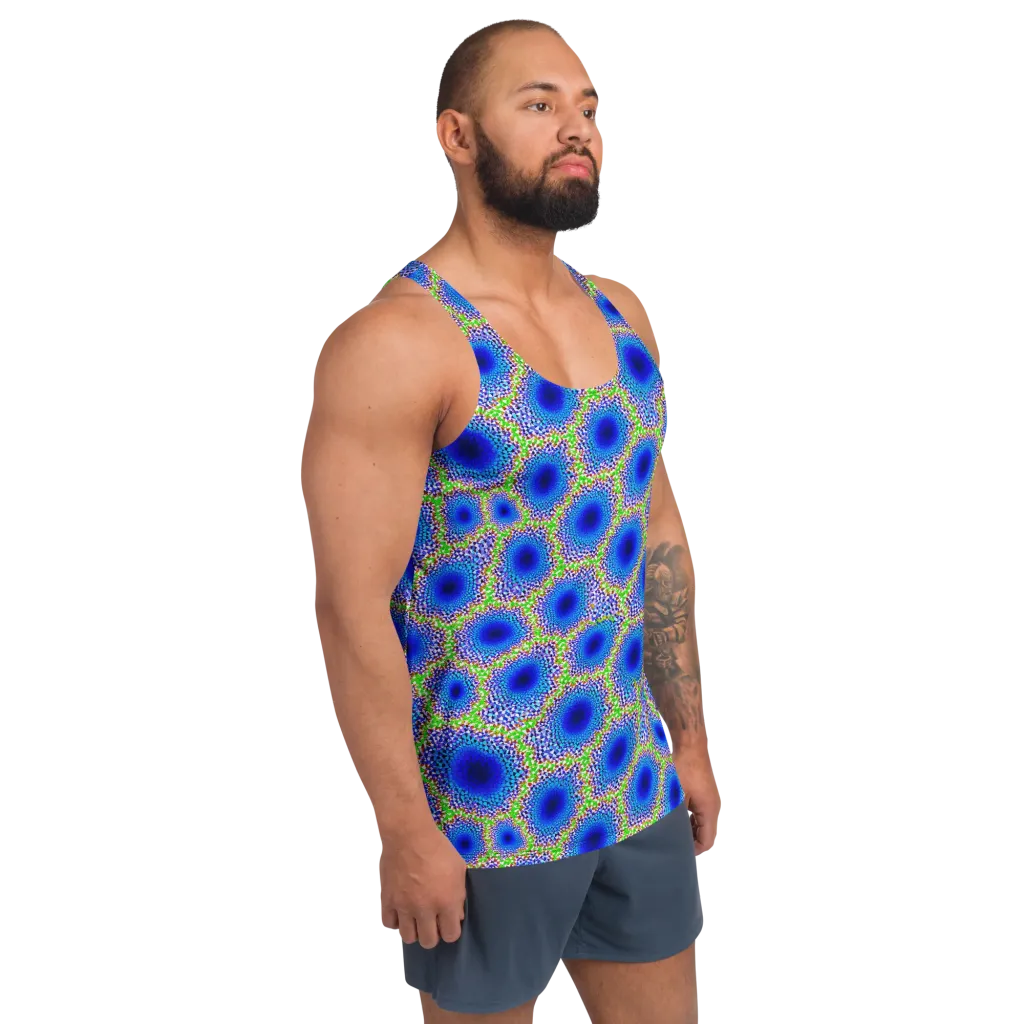 Cobalt Mosaic on Men's Tank Top — Right Front