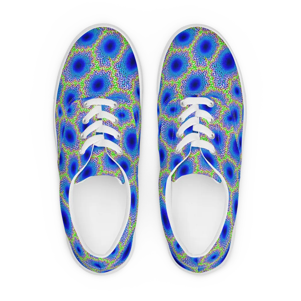 Cobalt Mosaic on Men's Lace-Up Canvas Shoes — Front