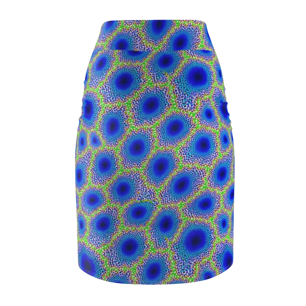 Cobalt Mosaic on Pencil Skirt — Back