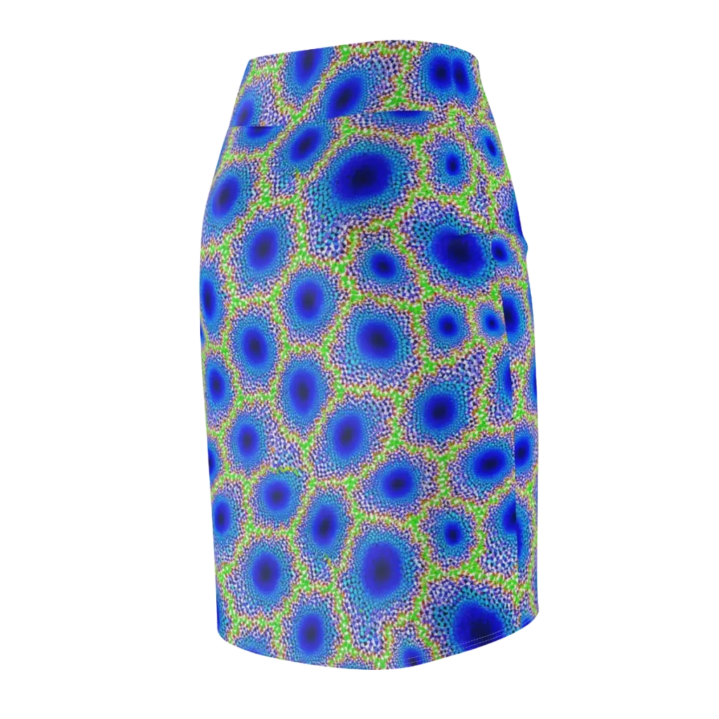 Cobalt Mosaic on Pencil Skirt — Back Side