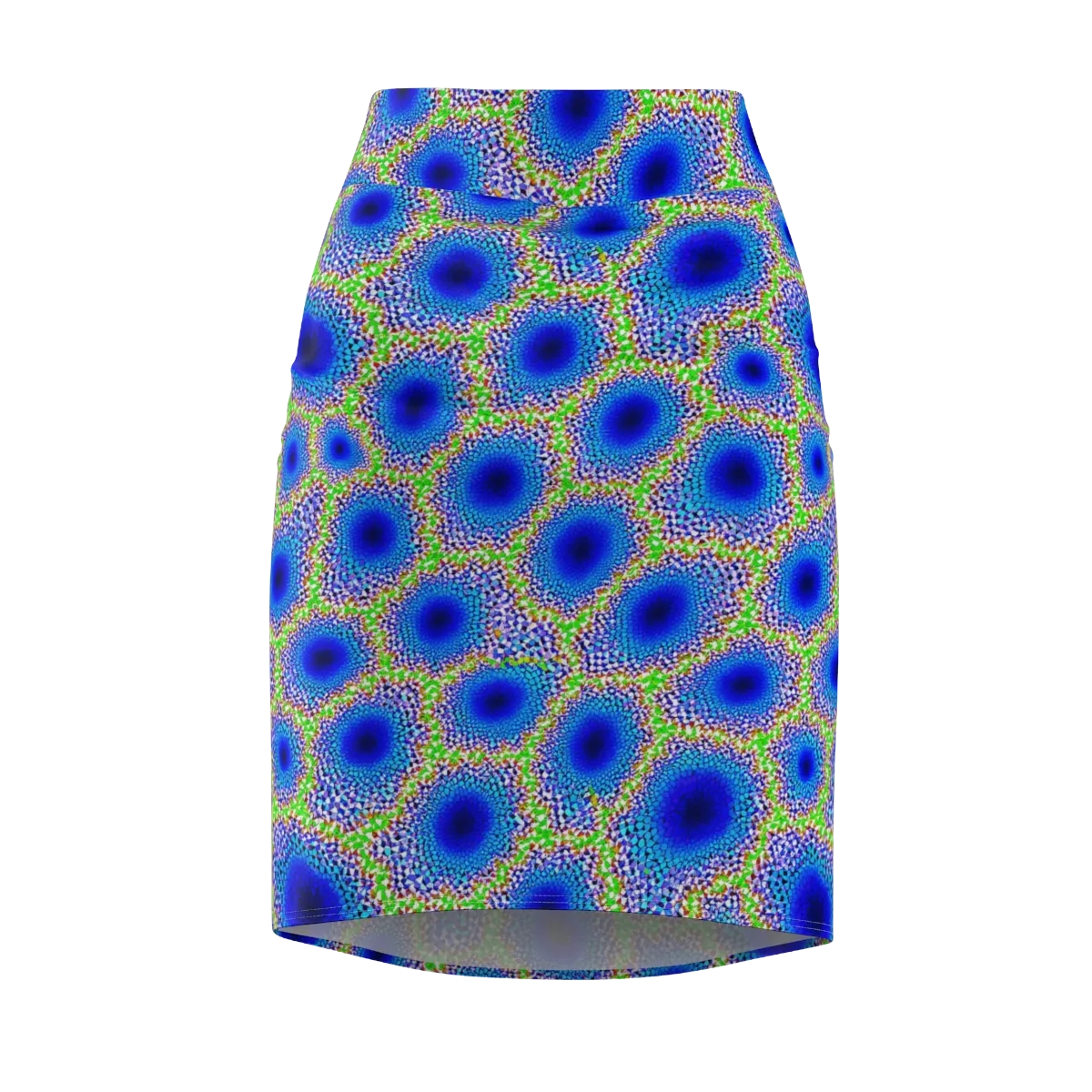 Cobalt Mosaic on Pencil Skirt — Front
