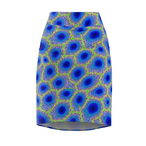 Cobalt Mosaic on a Pencil Skirt