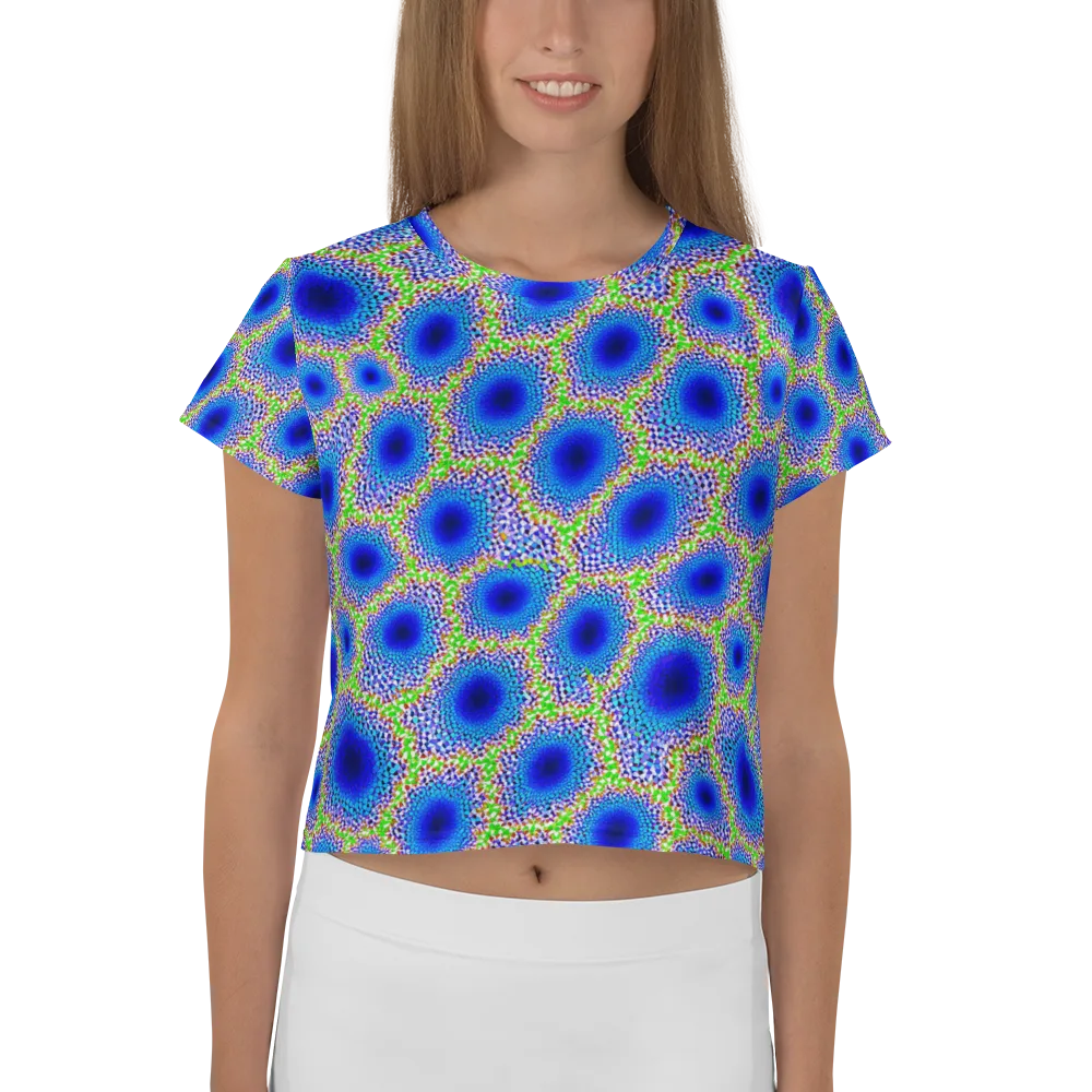 Cobalt Mosaic on Crop Tee — Front