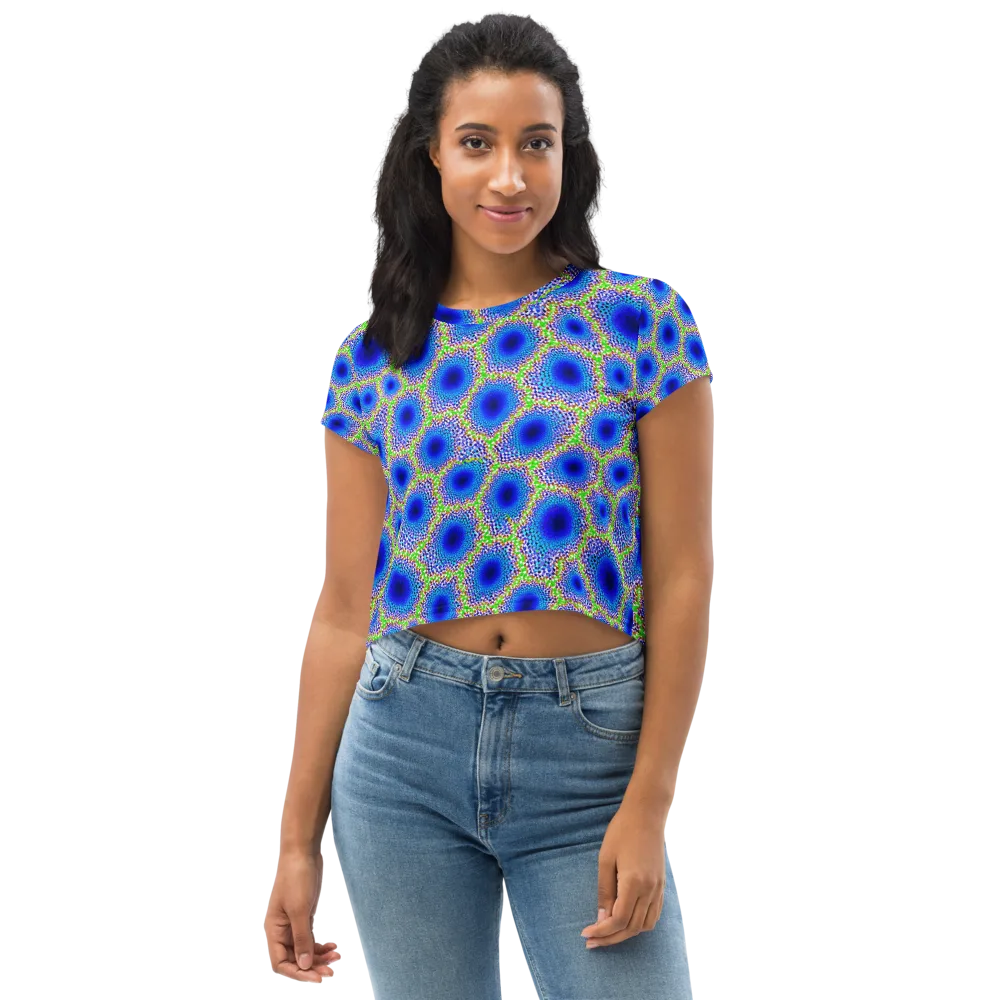 Cobalt Mosaic on Crop Tee — Front