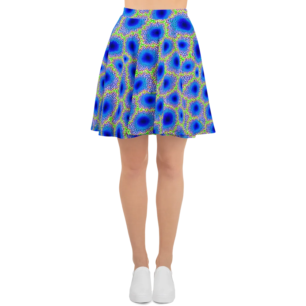 Cobalt Mosaic on Skater Skirt — Front