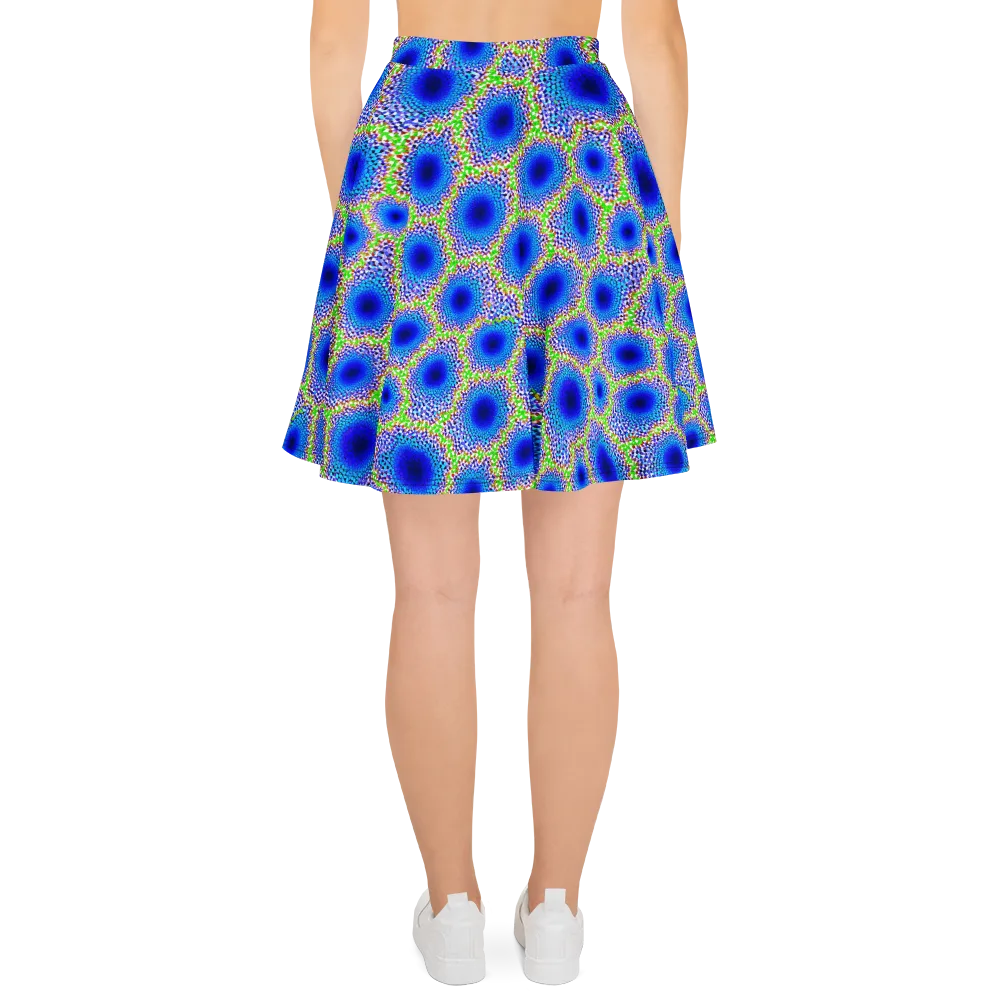 Cobalt Mosaic on Skater Skirt — Back