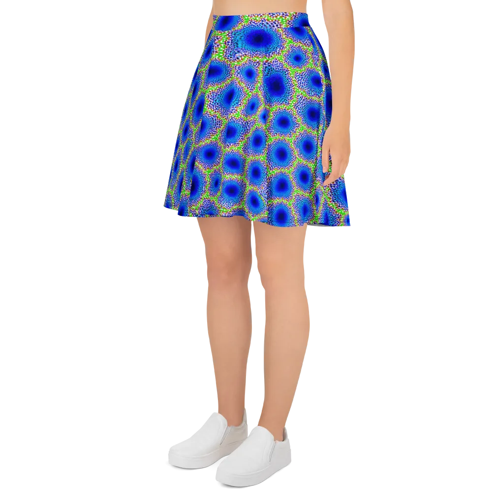 Cobalt Mosaic on Skater Skirt — Left