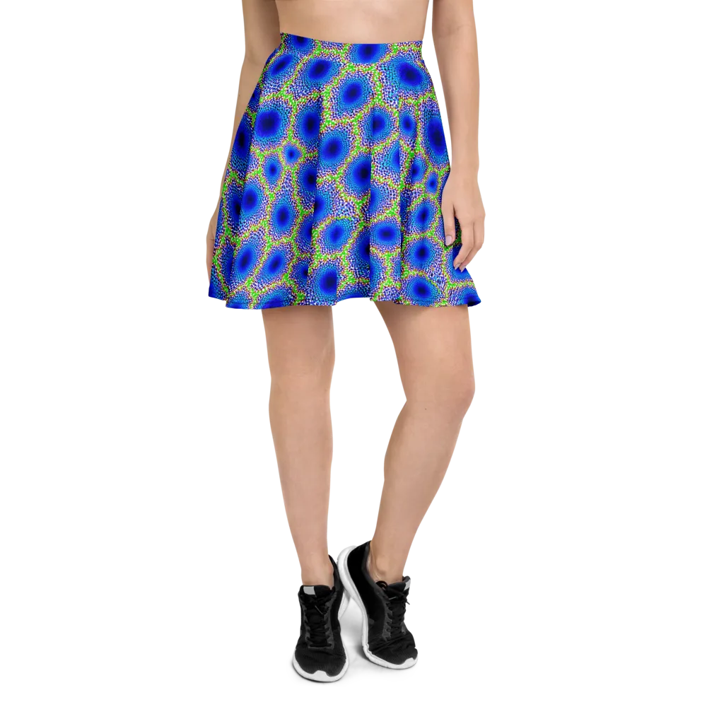 Cobalt Mosaic on Skater Skirt — Front