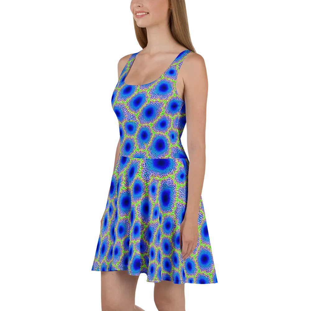 Cobalt Mosaic on Skater Dress — Left