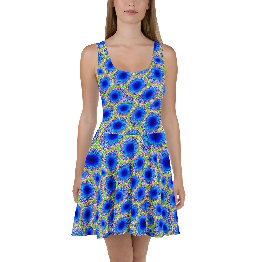 Cobalt Mosaic on Skater Dress — Front