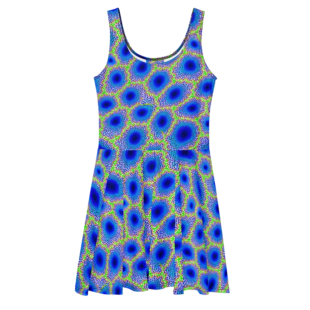 Cobalt Mosaic on Skater Dress — Front