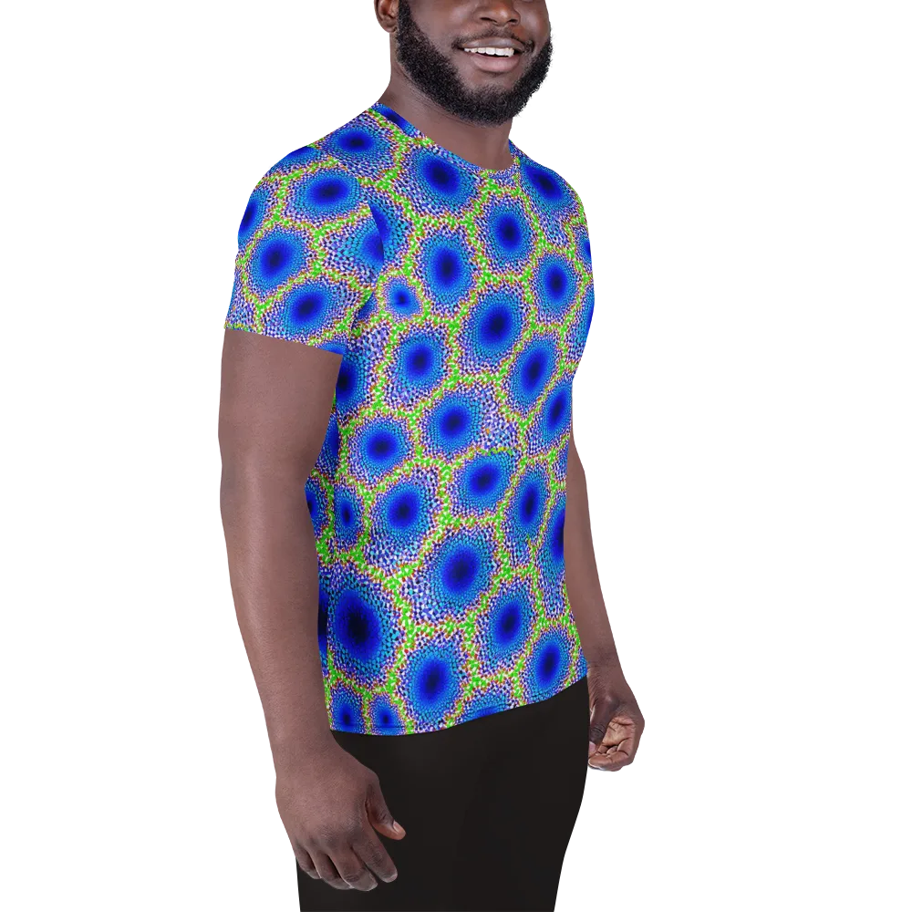 Cobalt Mosaic on Men's Athletic T-Shirt — Right