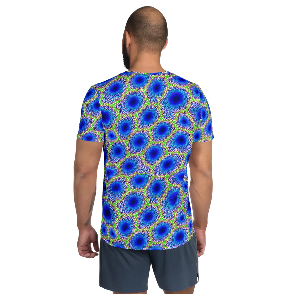Cobalt Mosaic on Men's Athletic T-Shirt — Back