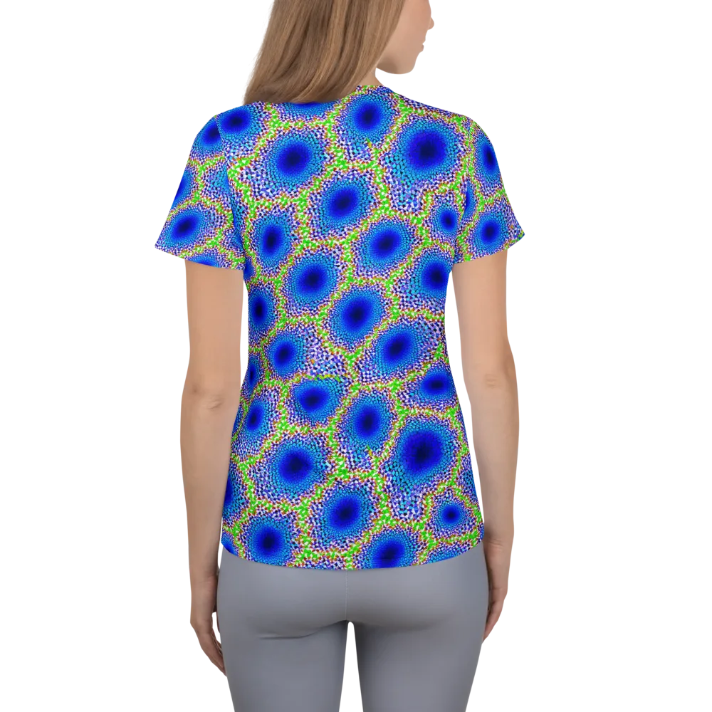 Cobalt Mosaic on Women's Athletic T-Shirt — Back