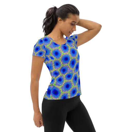 Cobalt Mosaic on a Women's Athletic T-Shirt