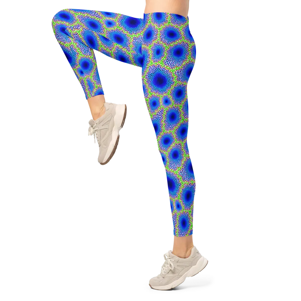Cobalt Mosaic on Leggings — Left