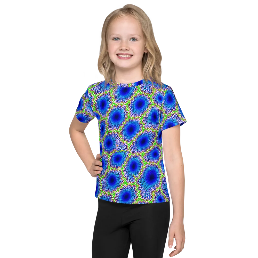 Cobalt Mosaic on Kids Crew Neck T-Shirt — Front