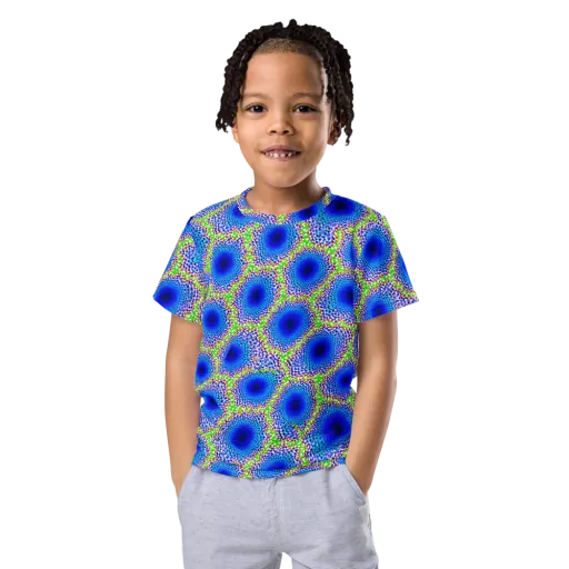 Cobalt Mosaic on a Kids Crew Neck T-Shirt
